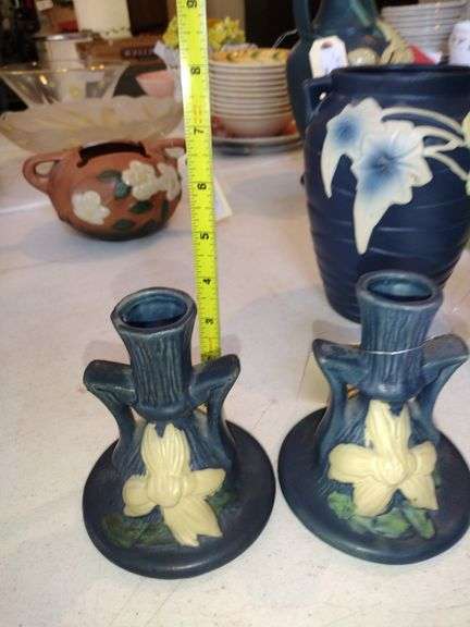 Roseville Pottery Candlestick Holders Approx 5"