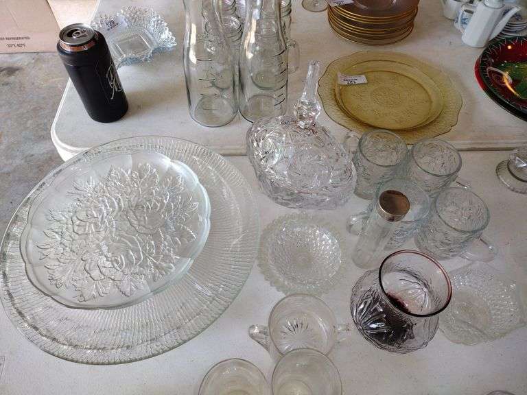 40 PCs Pressed Glass - Platters, Tidbit Trays, Glasses, Candy Dish, Bowls