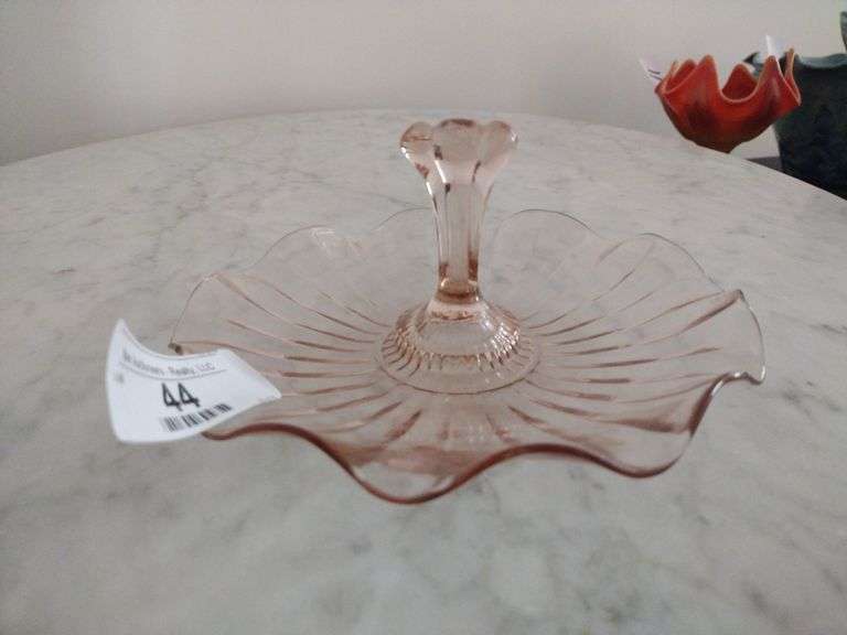 Vintage Pink Depression Glass Tidbit Tray Approx 7"