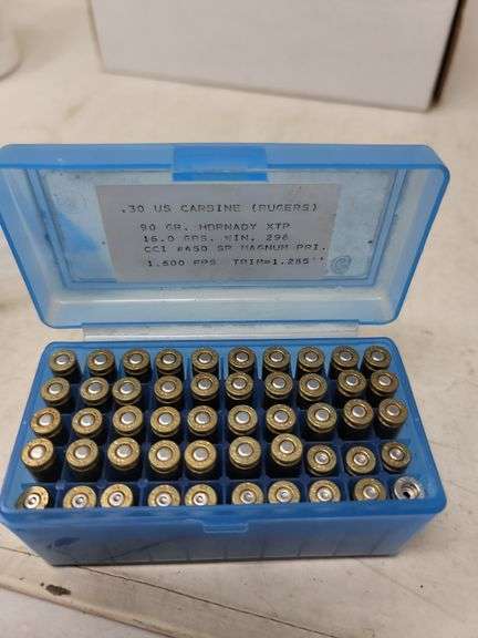 37 rounds 30 carbine reloads & 13 spent R/P brass