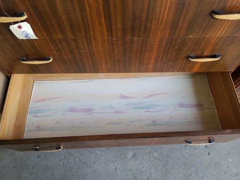 Wooden MCM 3 Drawer Dresser & 5 Drawer Cedar-Lined Wardrobe (Damaged)