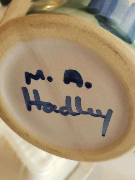Vintage M.A. Hadley Stoneware Pitcher and Salt & Pepper Shakers