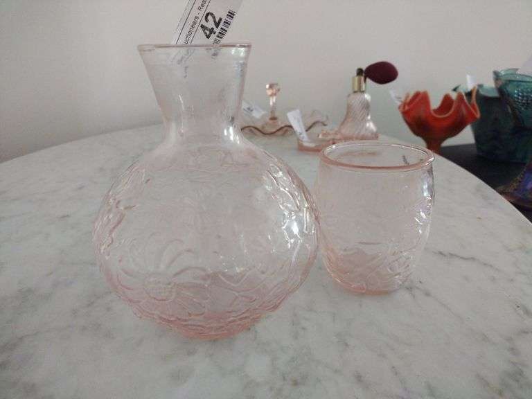 Vintage Pink Depression Glass Water Tumbler & Glass