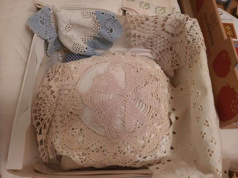 Tablecloth, Pillow Cases, & Lace Doilies