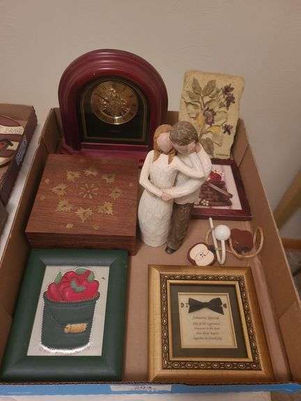 Figurine, Clock, & Framed Pictures