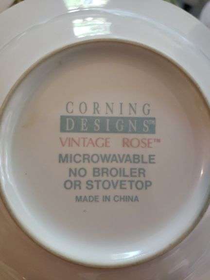 Fitz & Floyd Serving Dish, Easter Dish, Plastic Dish, Cunningham & Picket Decorative Plate, & Corningware Vintage Rose Bowl