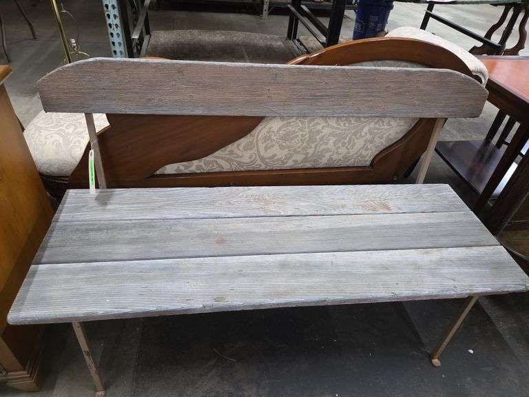 Vintage Wood & Iron Park Bench Approx 4' x 17" x Seat 17" High x 31" Tall