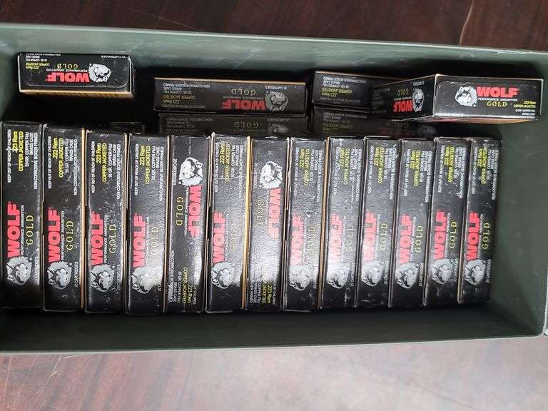 600 rounds 223 Rem. Wolf Gold in a 50 cal ammo can