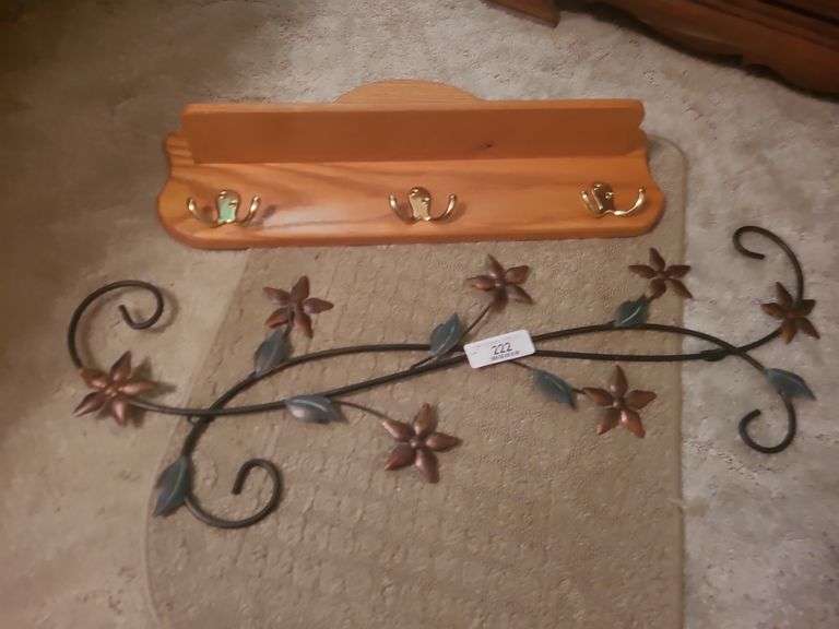 Wooden Wall Shelf & Metal Wall Decor