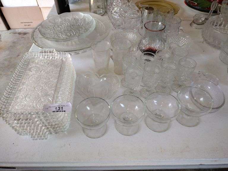 40 PCs Pressed Glass - Platters, Tidbit Trays, Glasses, Candy Dish, Bowls