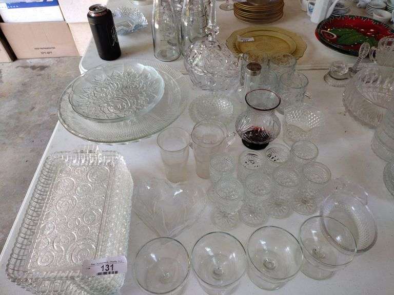 40 PCs Pressed Glass - Platters, Tidbit Trays, Glasses, Candy Dish, Bowls