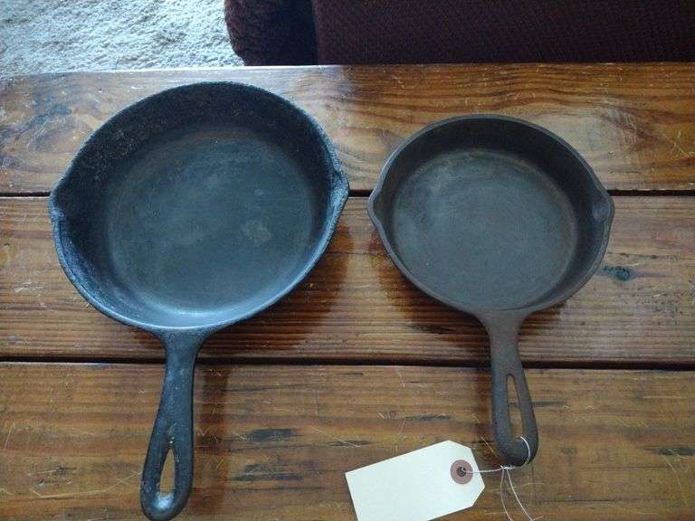 2 Unmarked Cast Iron Skillets 6.5 & 8.5 inches