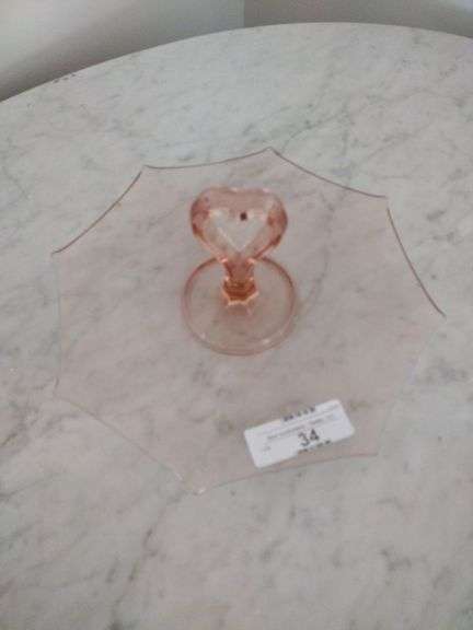 Vintage Pink Depression Glass Tidbit Tray Approx 11"