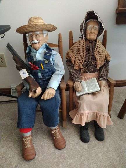 Old Couple Porcelain Dolls Approx 24"