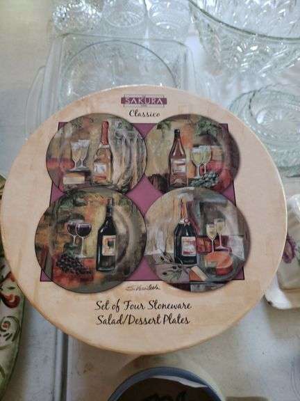 Sakura Classico Stoneware-Set of 8 Mugs & Set of 4 Salad/Dessert Plates