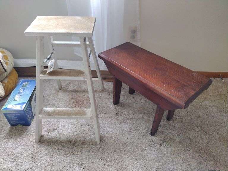 Wooden Folding Step Stool & Wooden Foot Stool