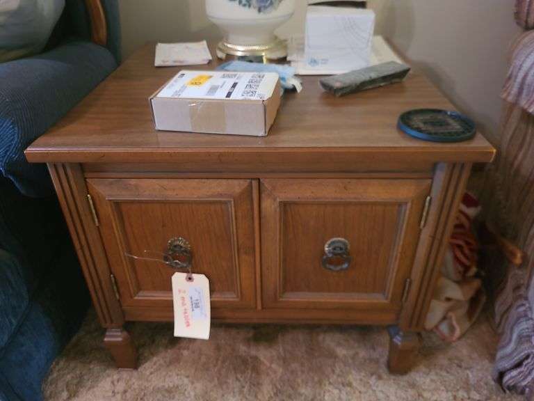2 Wooden End Stands (Contents Not Included)