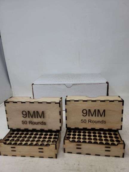 2 home made wooden ammo boxes (9mm Luger)