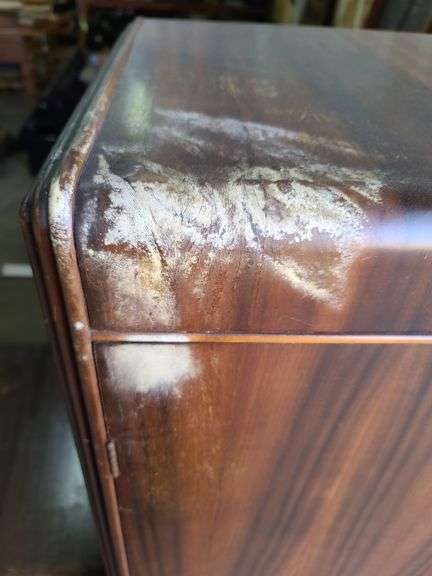 Wooden MCM 3 Drawer Dresser & 5 Drawer Cedar-Lined Wardrobe (Damaged)