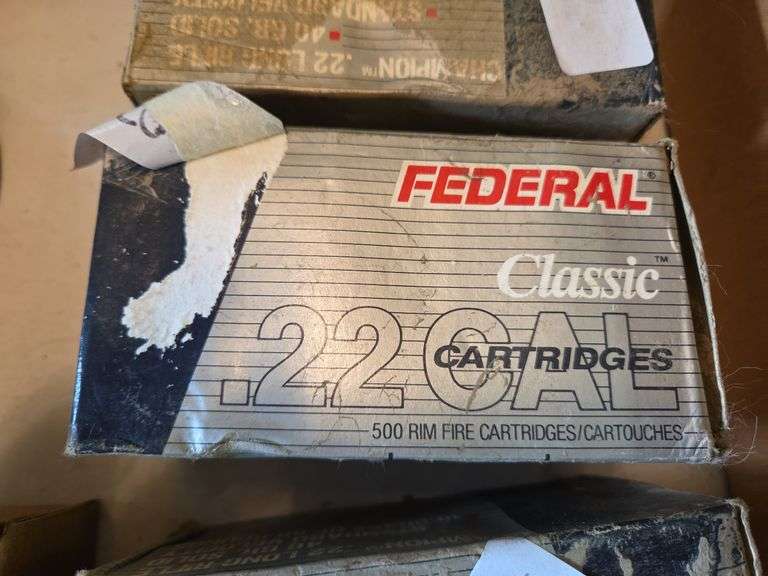 Box Of Federal Classic .22 Cal 500 Cartridges (Boxes Have Been Wet ...