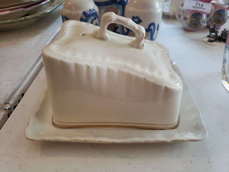Antique Ironstone Covered Butter/Cheese Dish