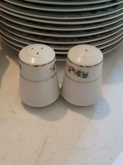 Approx. 33 Pieces of Gibson Dishware, Plates, Cream Dish, Sugar Dish, Mugs, and Salt & Pepper Shakers