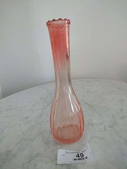 Vintage Pink Depression Glass Bud Vase Approx 9"