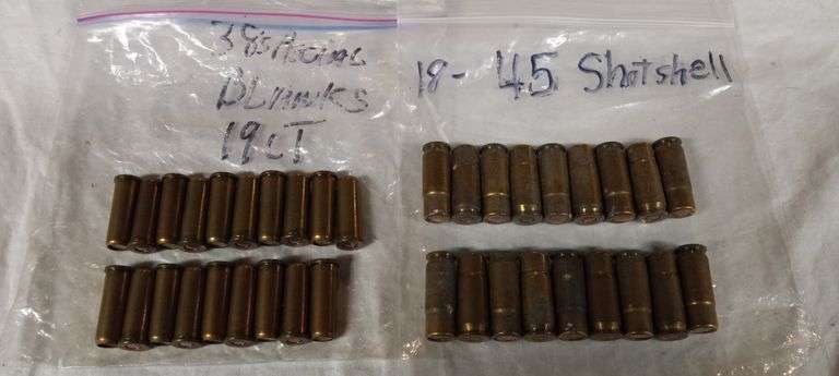Assorted ammo (19-38 Spl blanks & 18-45 Shot shells)