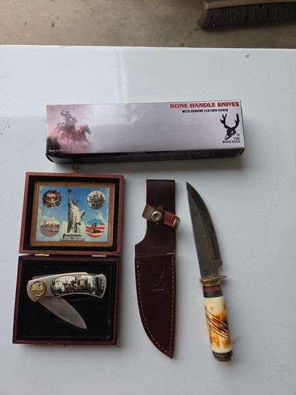 Bone Edge Bone Handle Knife W/ Leather Cover From Pakistan-Collectors Knife
