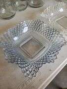 2 Diamond Point Glass Dishes