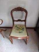 Vintage Wooden Chair w/Needlepoint Seat Approx 17"x34"