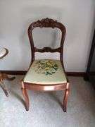Vintage Wooden Chair w/Needlepoint Seat Approx 17"x34"