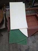 Table & 4 Upholstered Chairs Some Damage W/ 1 Leaf & Table Pads Approx 57" x 42" x 30" Tall - Leaf 10" Wide