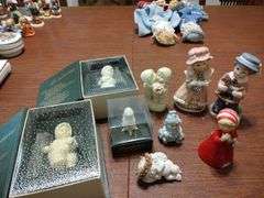 6 Snow Babies Figures Some w/Boxes, 3 Ceramic Figurines