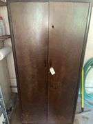 Metal Cabinet Wooden Shelves