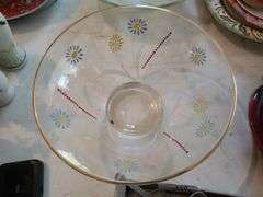 Vintage MCM Daisy Pattern Hand Painted Glass Bowl