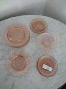 22 PCs Vintage Pink Depression Glass Saucers & Plates of Various Sizes & Patterns