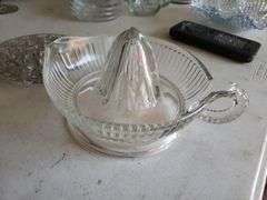 Vintage Glass Lemon Juicer & Glass Flower Frog