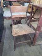 Plastic Cart, Wooden Work Bench, & Wooden Chair