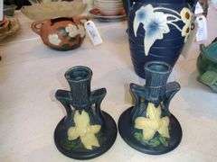 Roseville Pottery Candlestick Holders Approx 5"