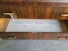 Wooden MCM 3 Drawer Dresser & 5 Drawer Cedar-Lined Wardrobe (Damaged)