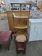 Corner Stand W/5 Shelves Approx 30" x 15" x 50" Tall & Plant Stand