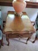 2 Wooden End Tables Approx 20"x21"x28" Tables Only No Contents, Matching Coffee Table In Basement ( 3 pcs)
