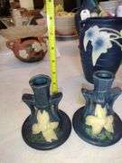 Roseville Pottery Candlestick Holders Approx 5"