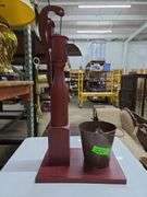 Decorative Wooden Hand Water Pump w/Bucket