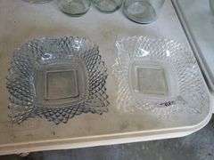 2 Diamond Point Glass Dishes