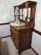 Antique Wooden Sideboard Approx 48"x64"x22 NO CONTENTS PICKUP AT END OF PICKUP