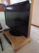 42" LG TV, Oak Floor Stand Approx 33"x8"x19", Symphonic DVD, VHS Player - Works
