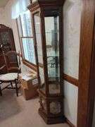 Lighted Wood & Glass Curio Cabinet Approx 25"x70"x11"