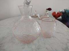 Vintage Pink Depression Glass Water Tumbler & Glass